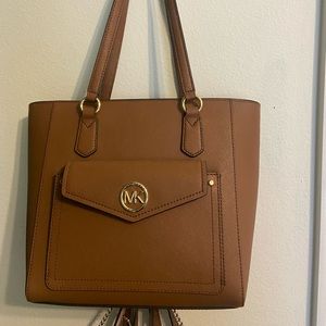 Brown leather tote